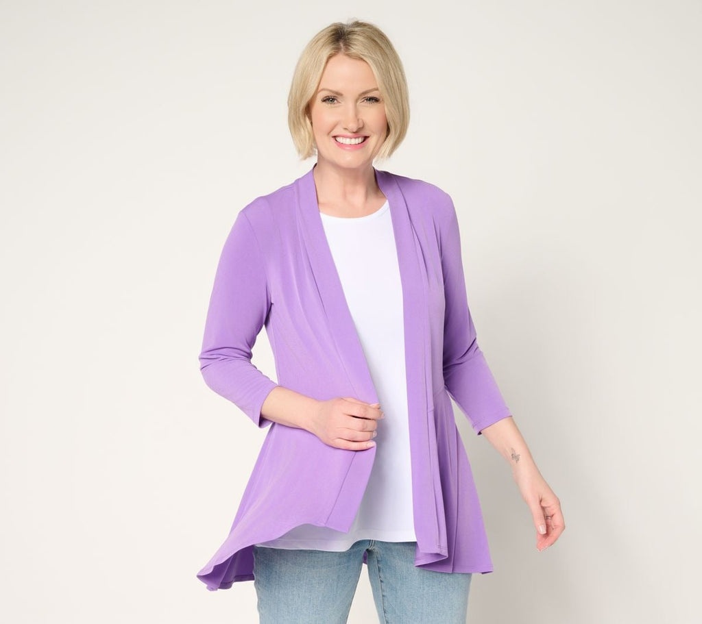 Liquid Knit 3/4 Sleeve Cardigan with Peplum