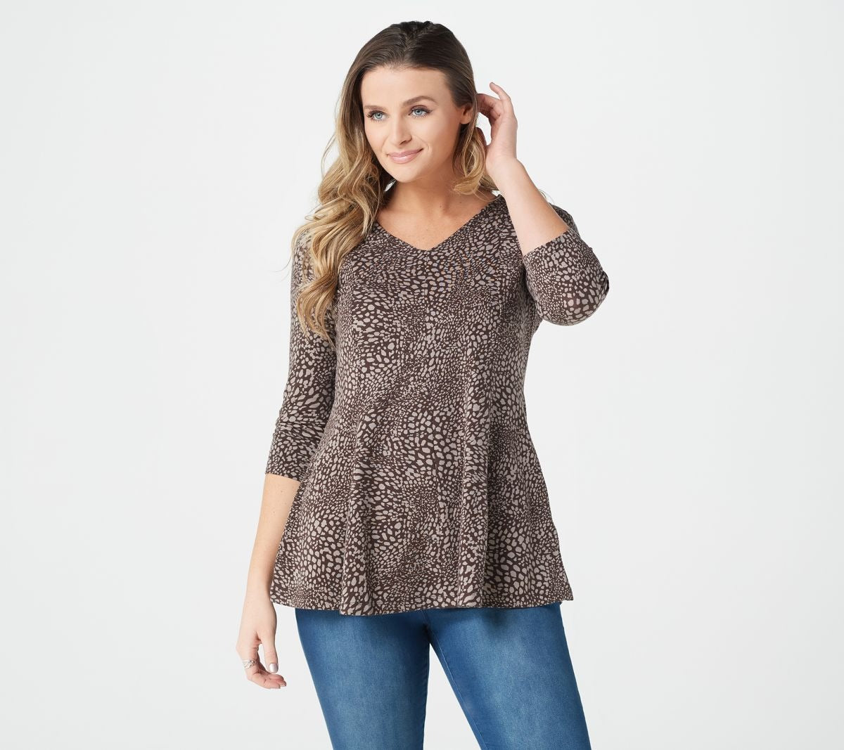 Animal Print 3/4 Sleeve Fit & Flare