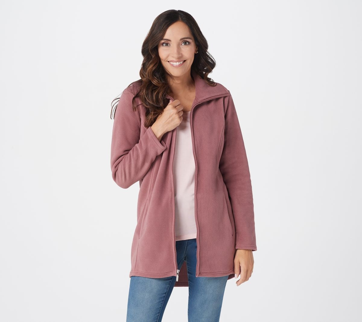 Fleece Zip Front Long Sleeve Jacket