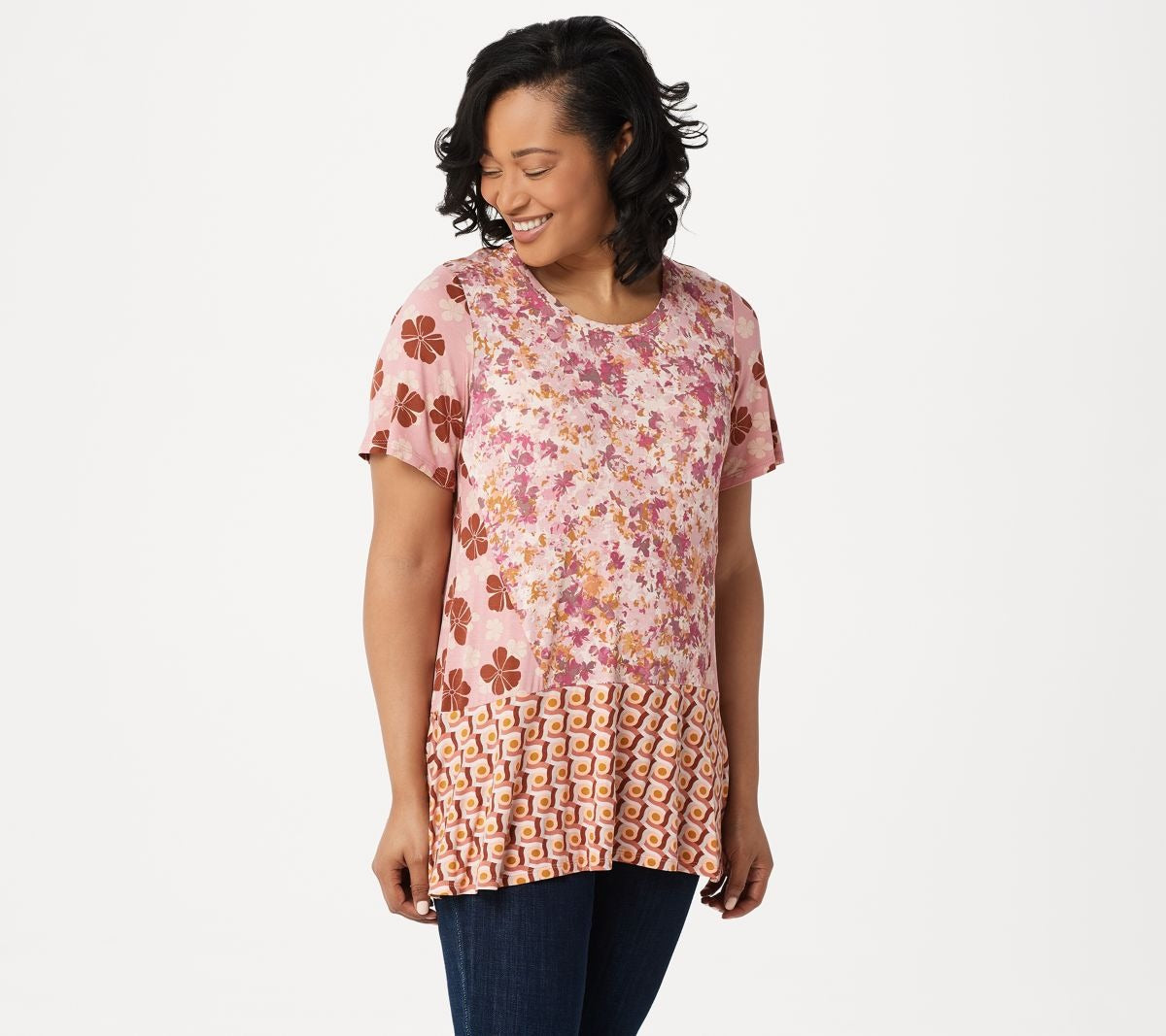 Mixed Print Knit Top