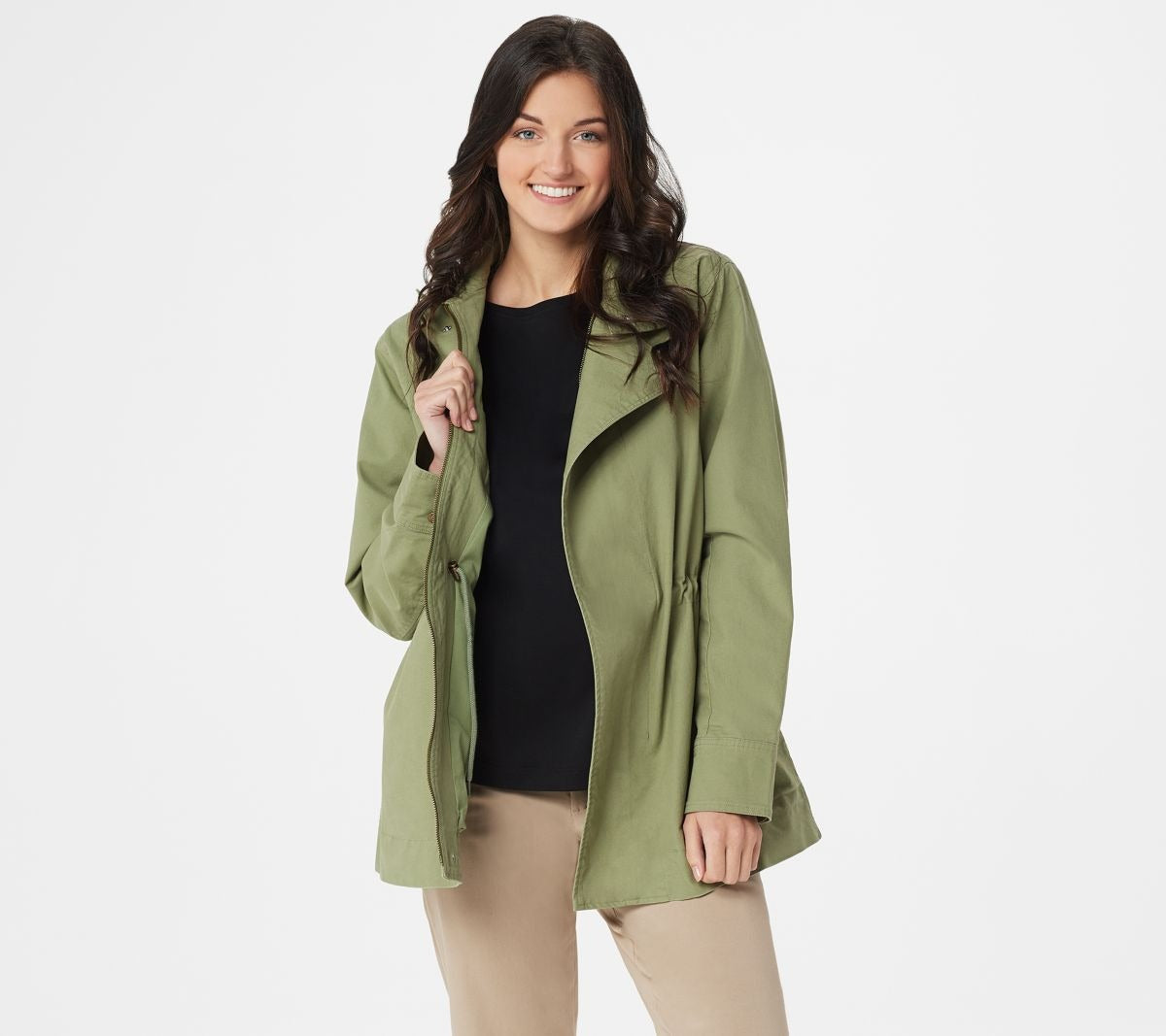 Stretch Canvas Zip Front Anorak