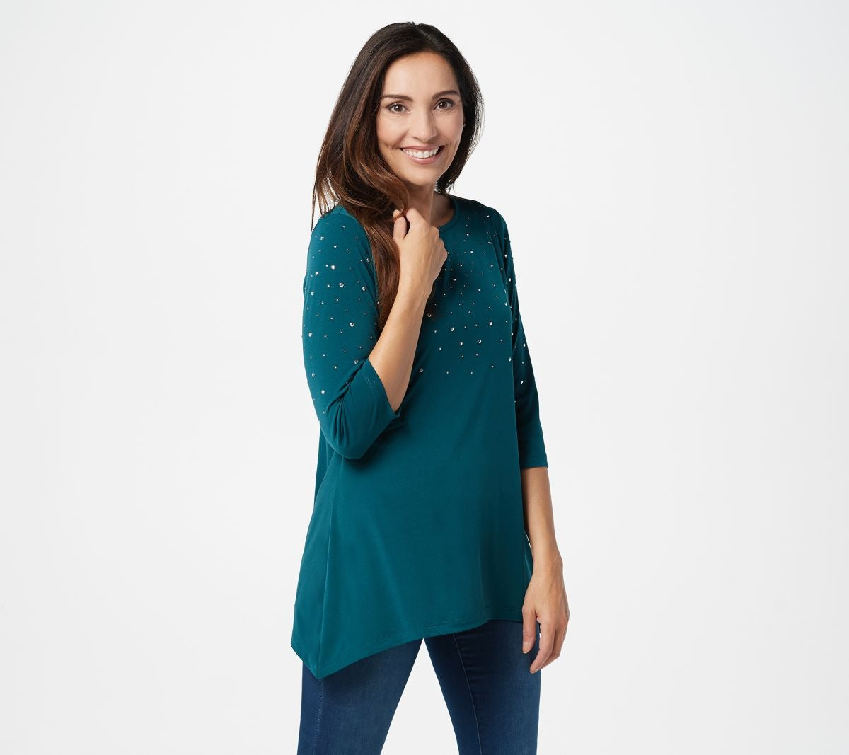 3/4-Sleeve Trapeze Hem Top