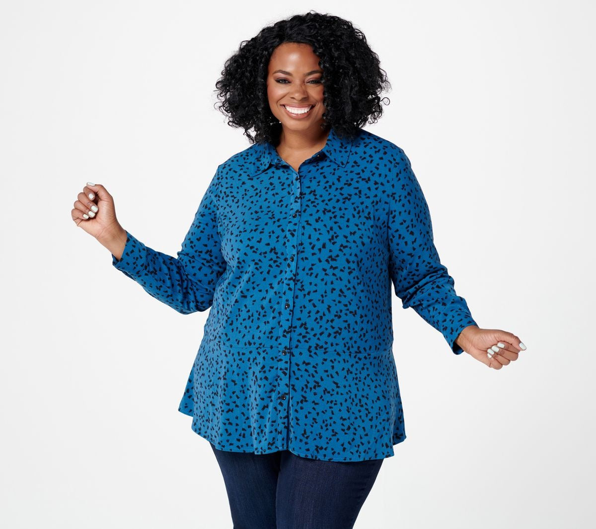 Printed Stretch Peachskin Peplum