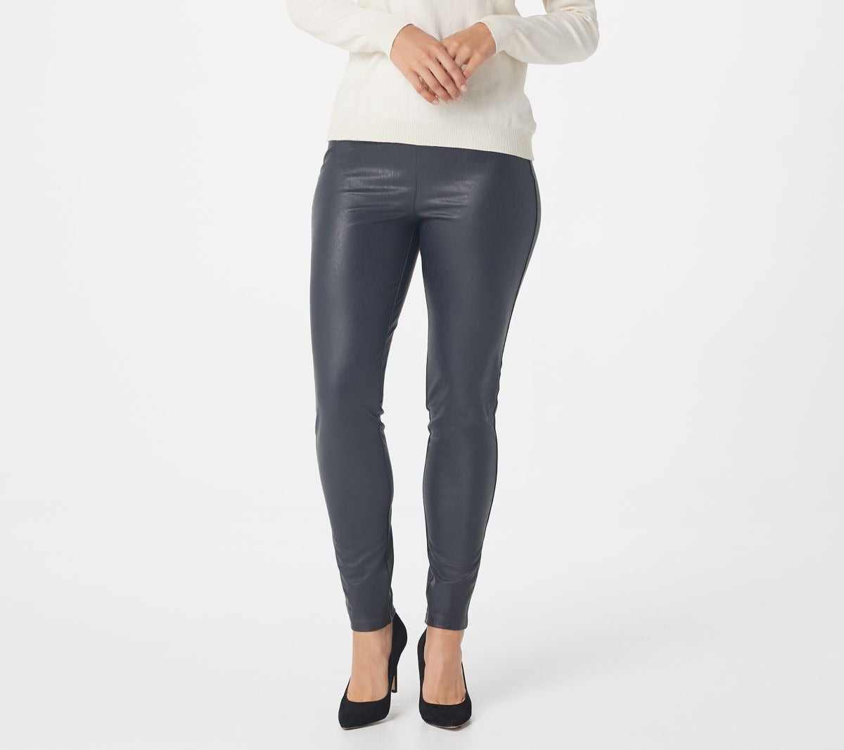 Faux Leather Pull-On Ankle