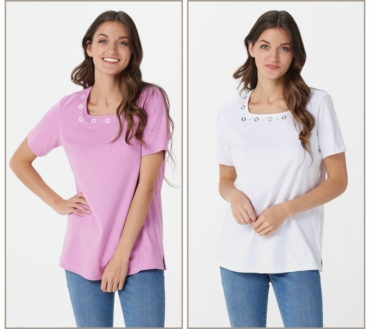 Set of 2 Short Sleeve Square