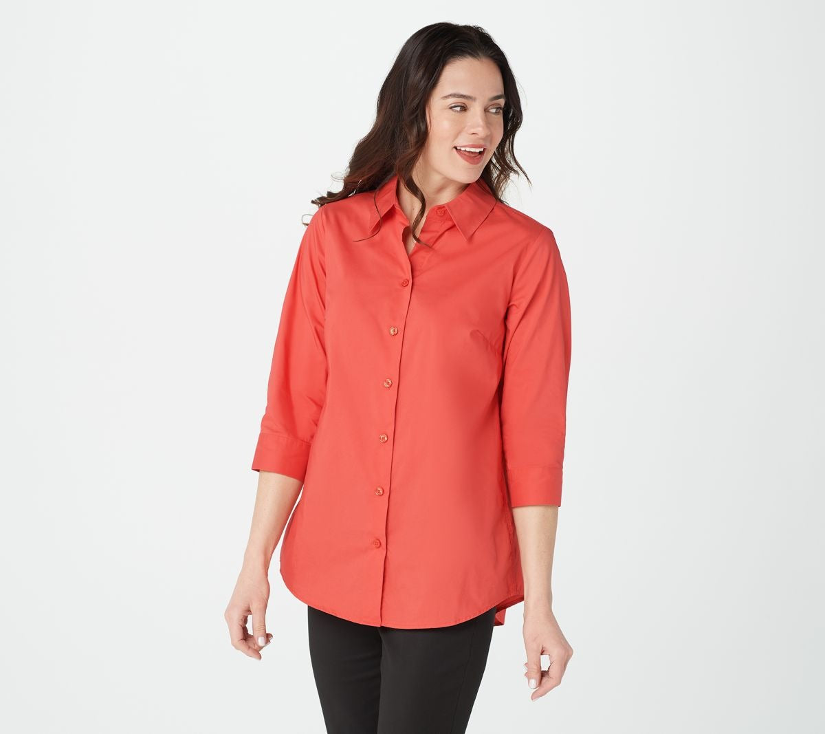 3/4-Sleeve Button Front Shirt