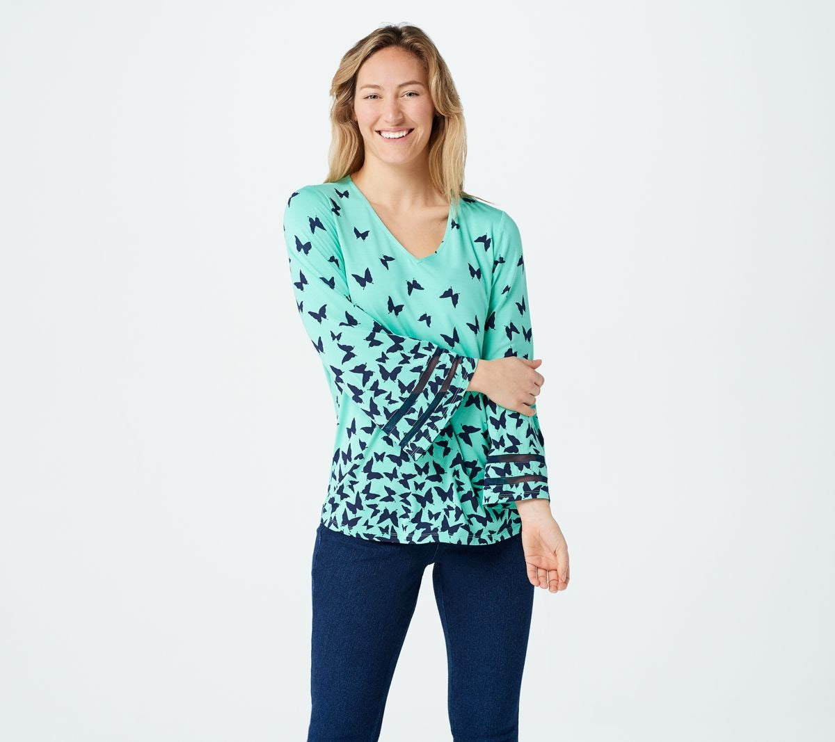 Butterfly Print Knit Top
