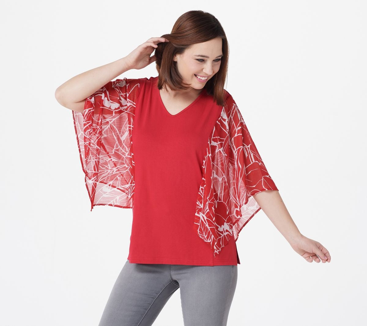 Knit Top w/ Tropical Print