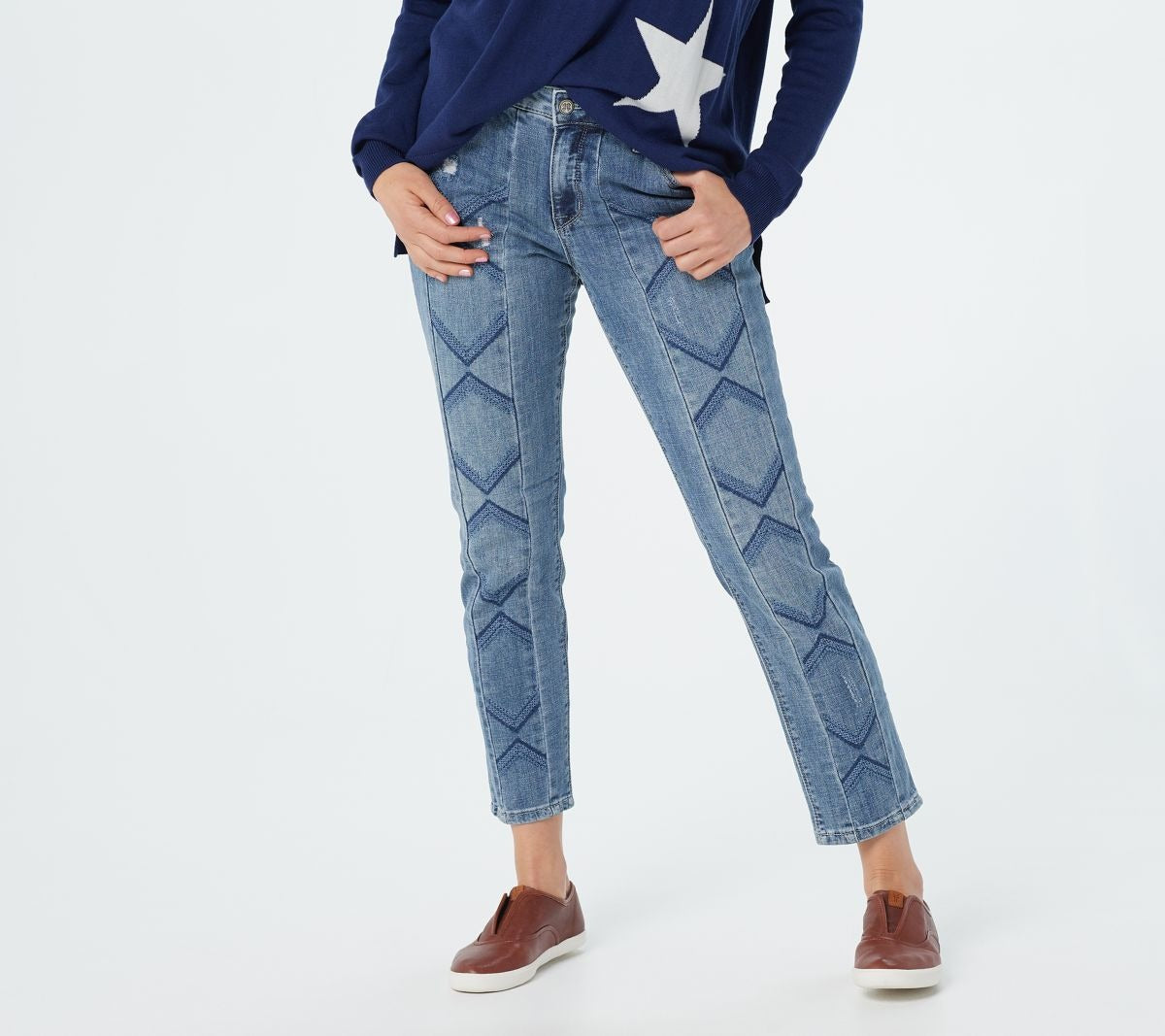 Classic Denim Slim Leg Embroidered