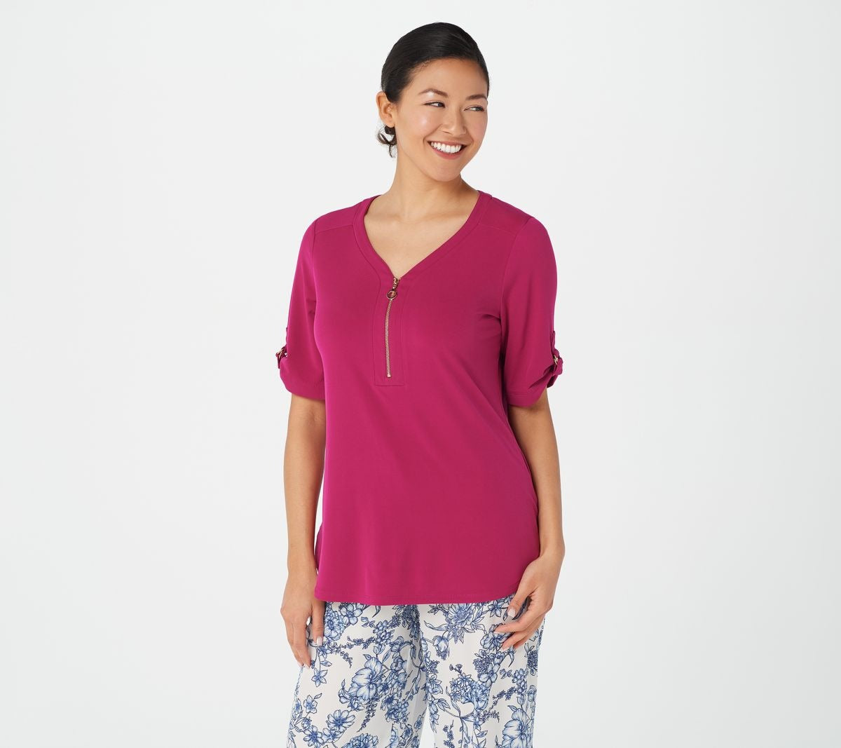 Liquid Knit Short-Sleeve Half-Zip