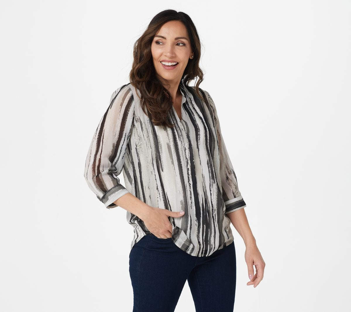 Watercolor Striped Blouse