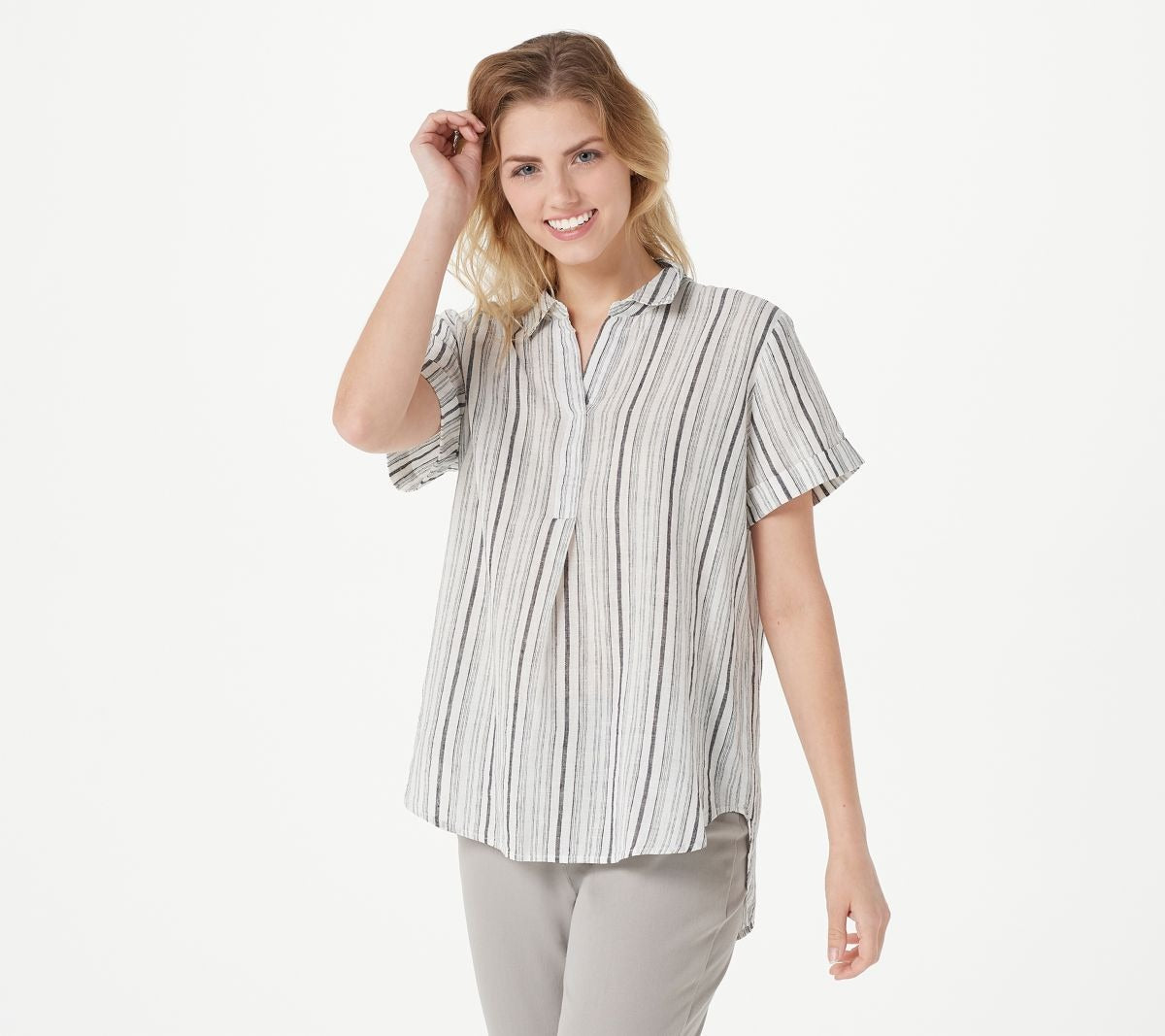 Naturals Printed Linen Blend Top