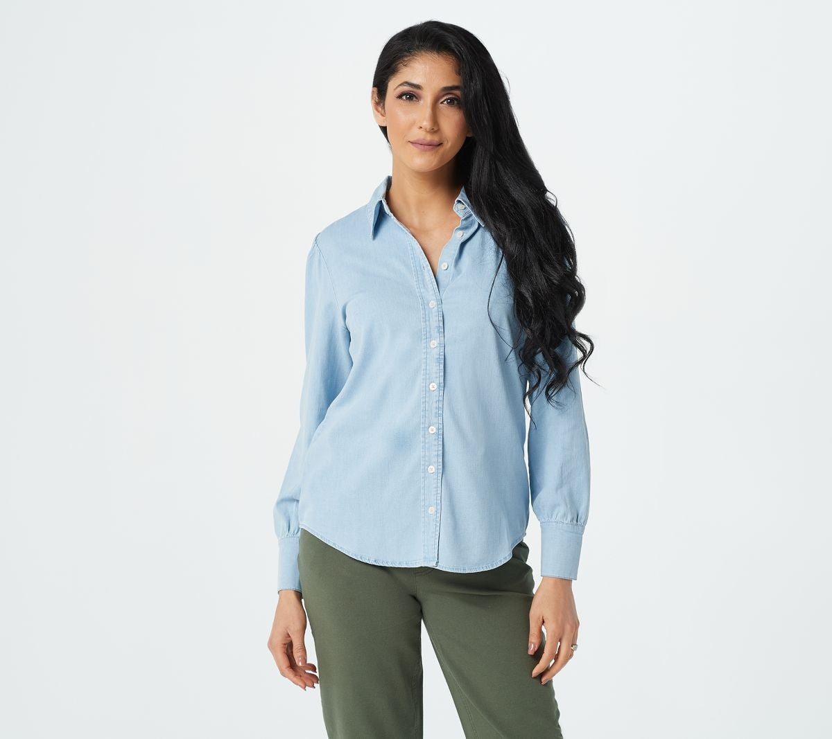 Button Front Puff Sleeve