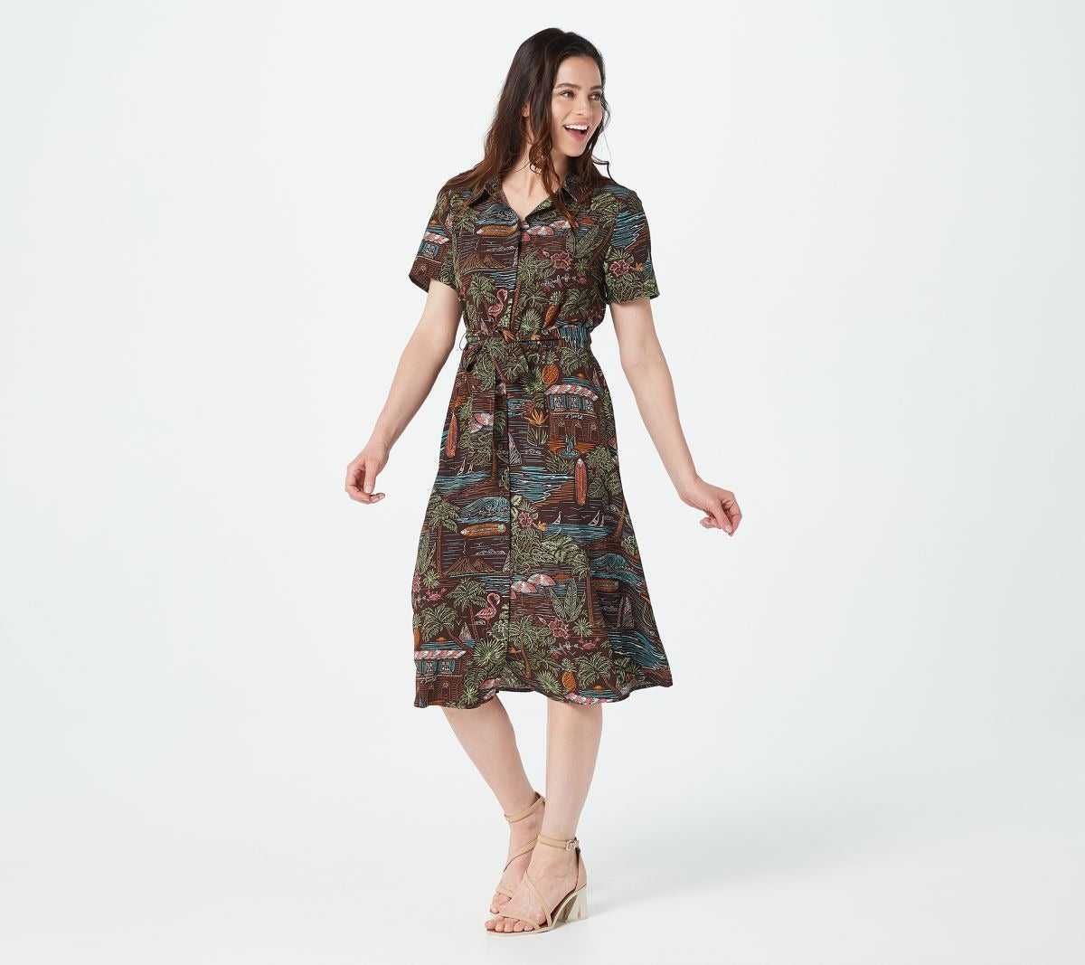 Printed Midi Shirt Dress