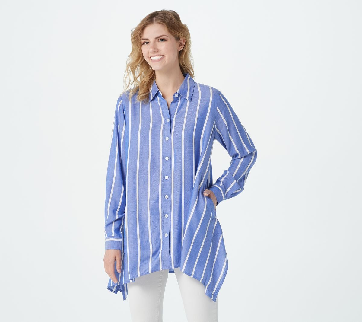 Button Front Striped