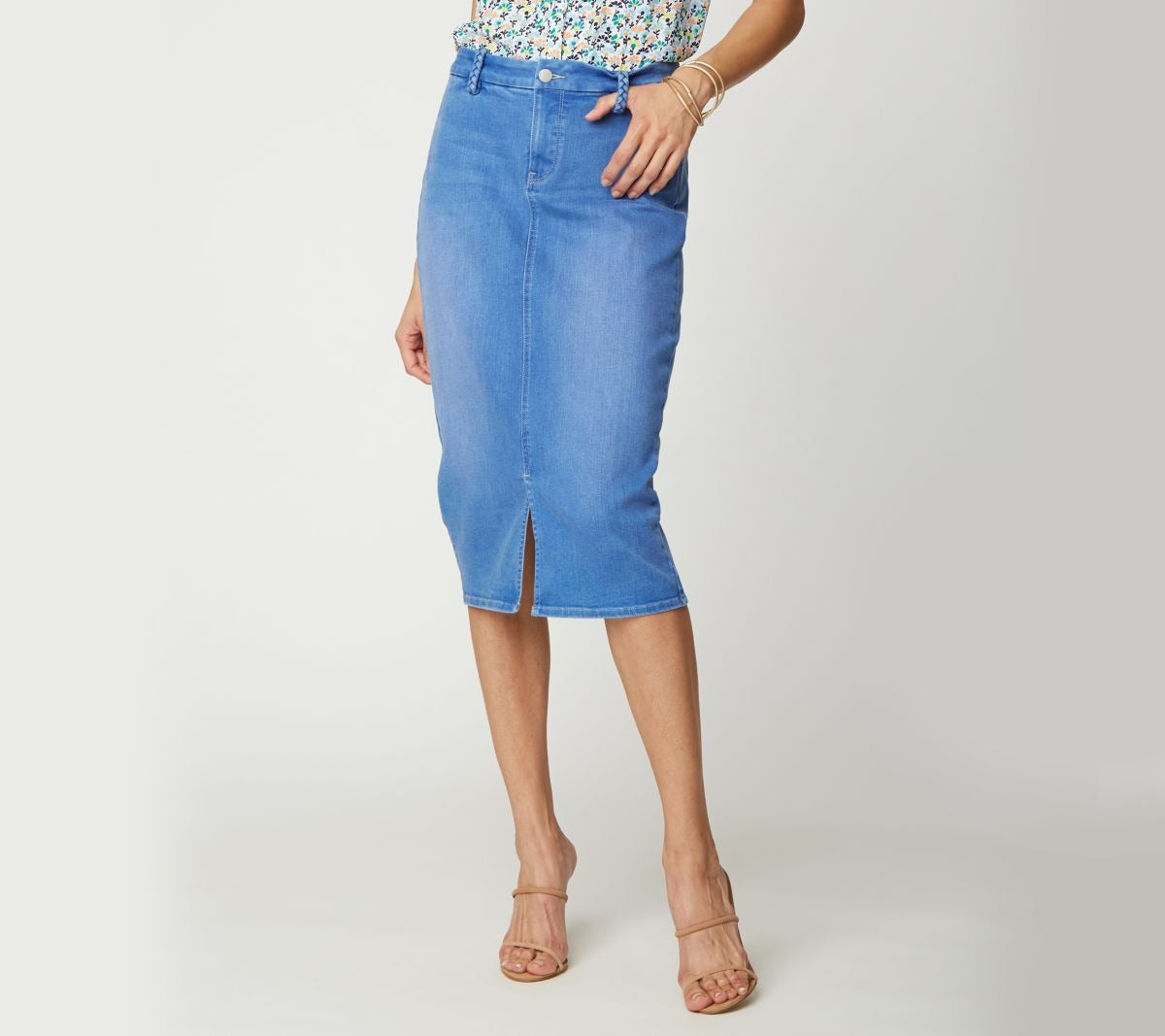 Midi Skirt with Braided Belt Loops