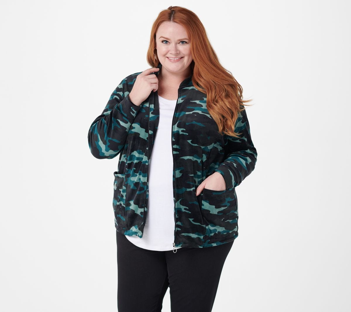 Double Plush Velour Full Zip Jacket