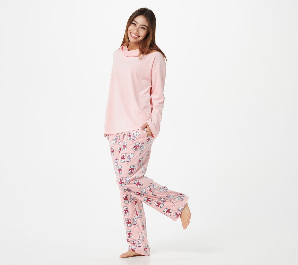 Silky Velour Cowl Neck