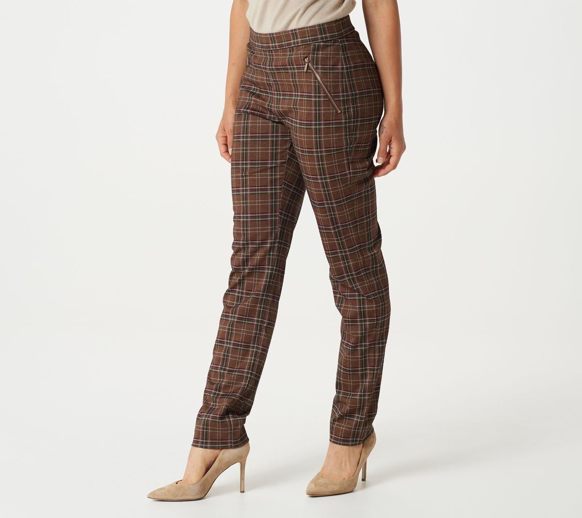 Printed Ponte Pants with Zipper