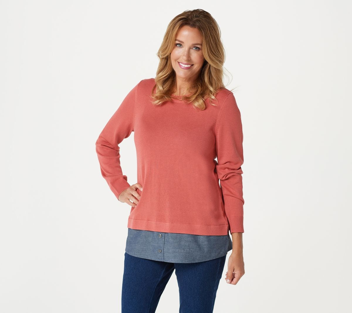 Long Sleeve 2-fer Sweater