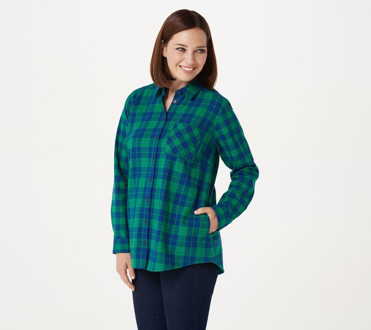 Duo Plaid Button Front Shirt