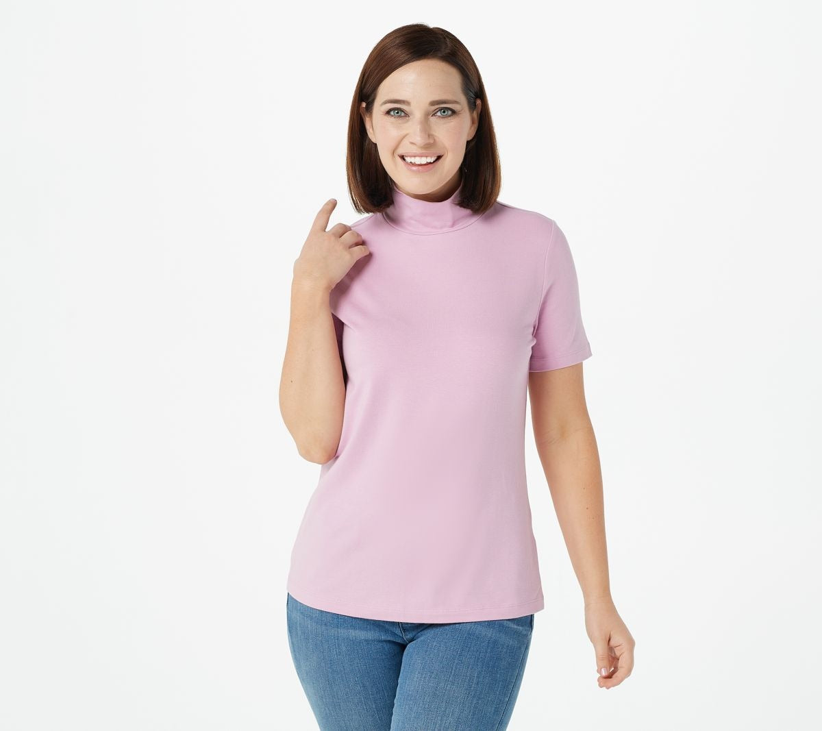 Mock Neck Short Sleeve Knit