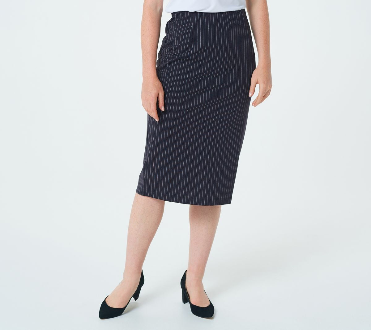 Midi-Length Pencil Skirt w/ Kick