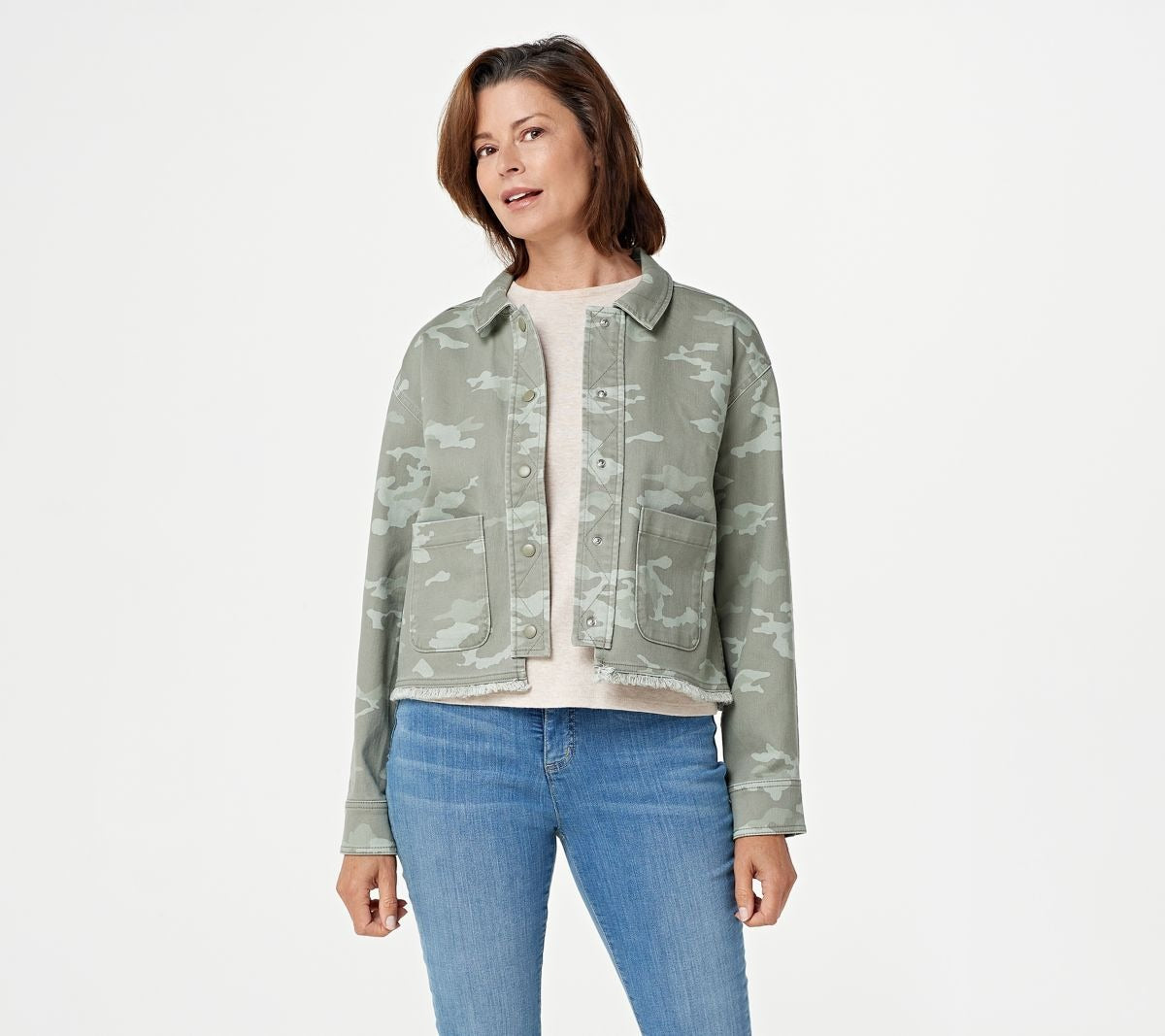 TRUE DENIM Printed Fringed