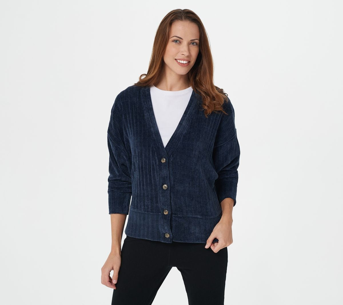 Chenille Button Front Cardigan