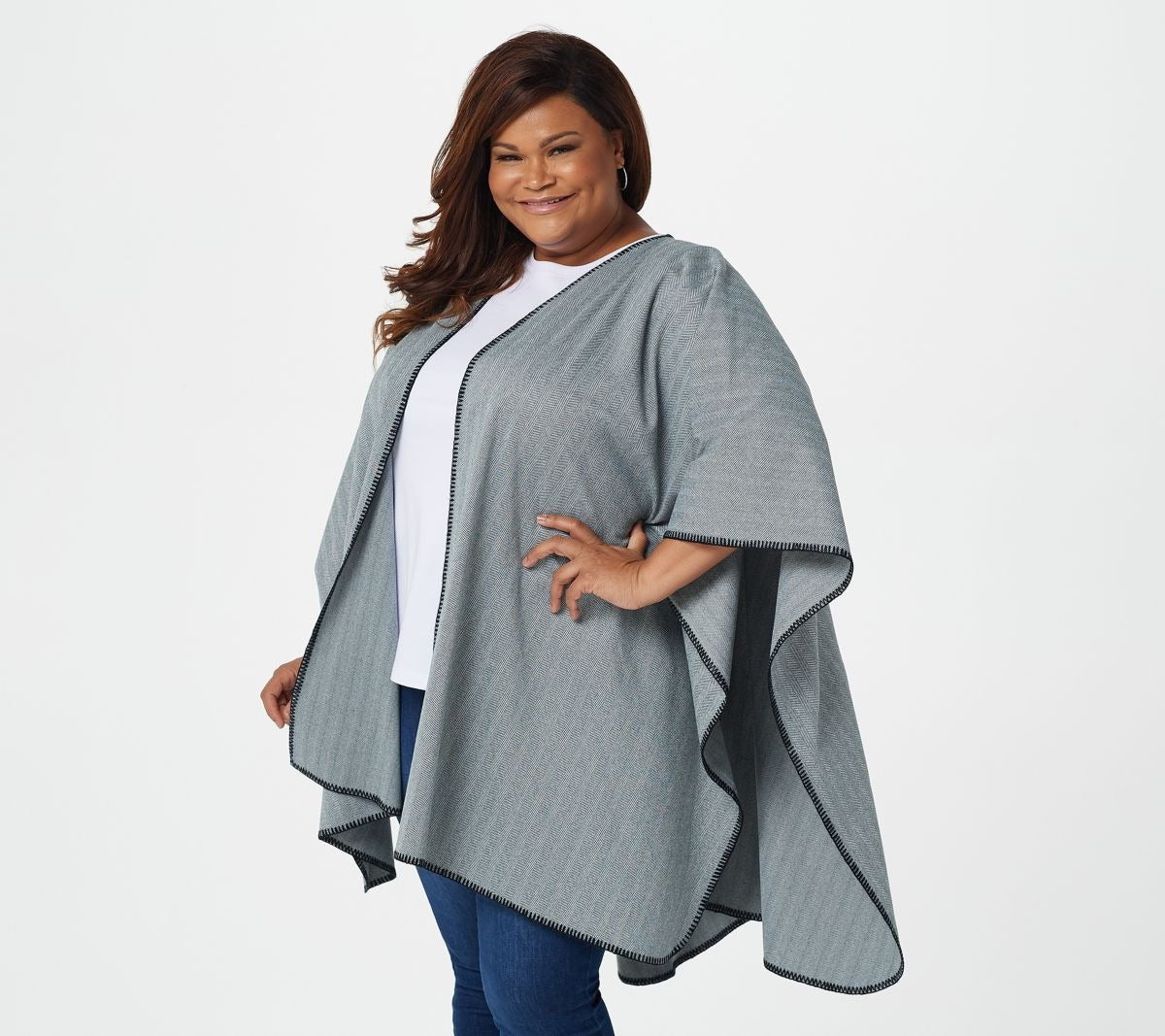 Blanket Stitch Herringbone Poncho
