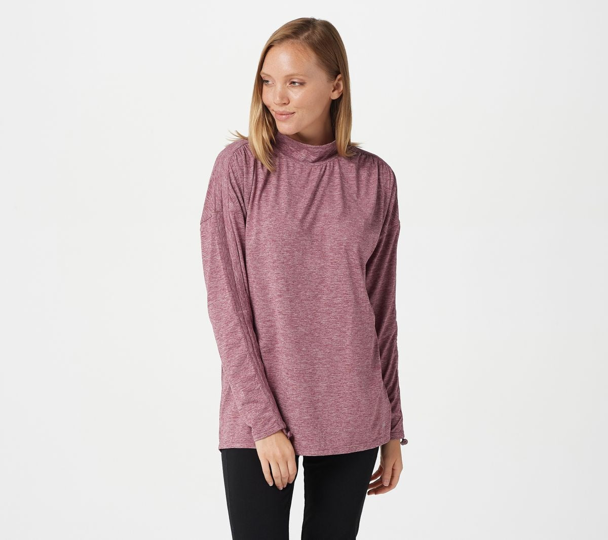 Ruched Turtleneck Pullover