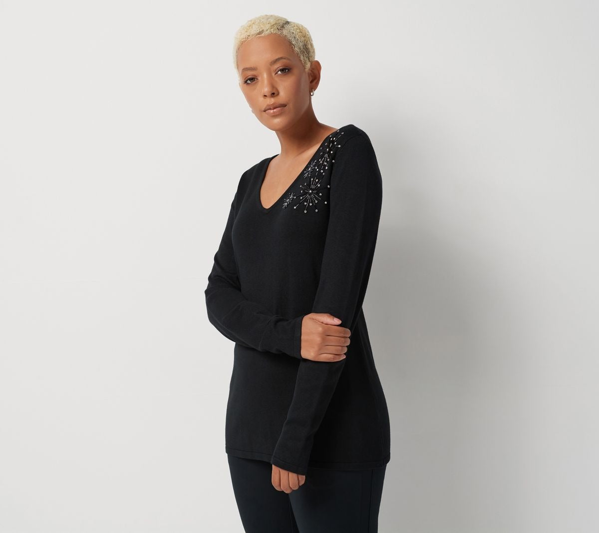 Knit Sweater w/ Beaded Detail