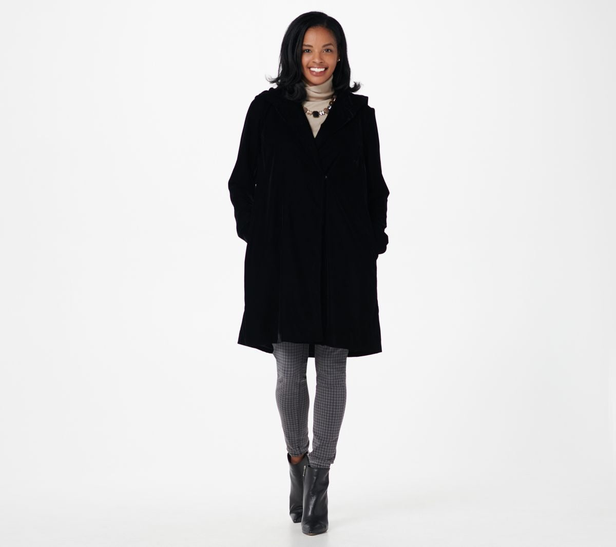 Velvet Snap Front Coat