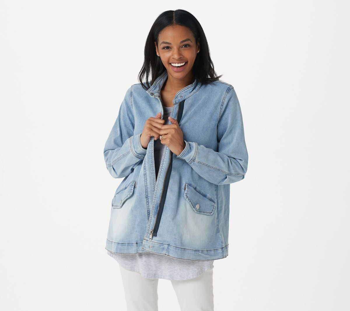 Zip Front Denim Jacket