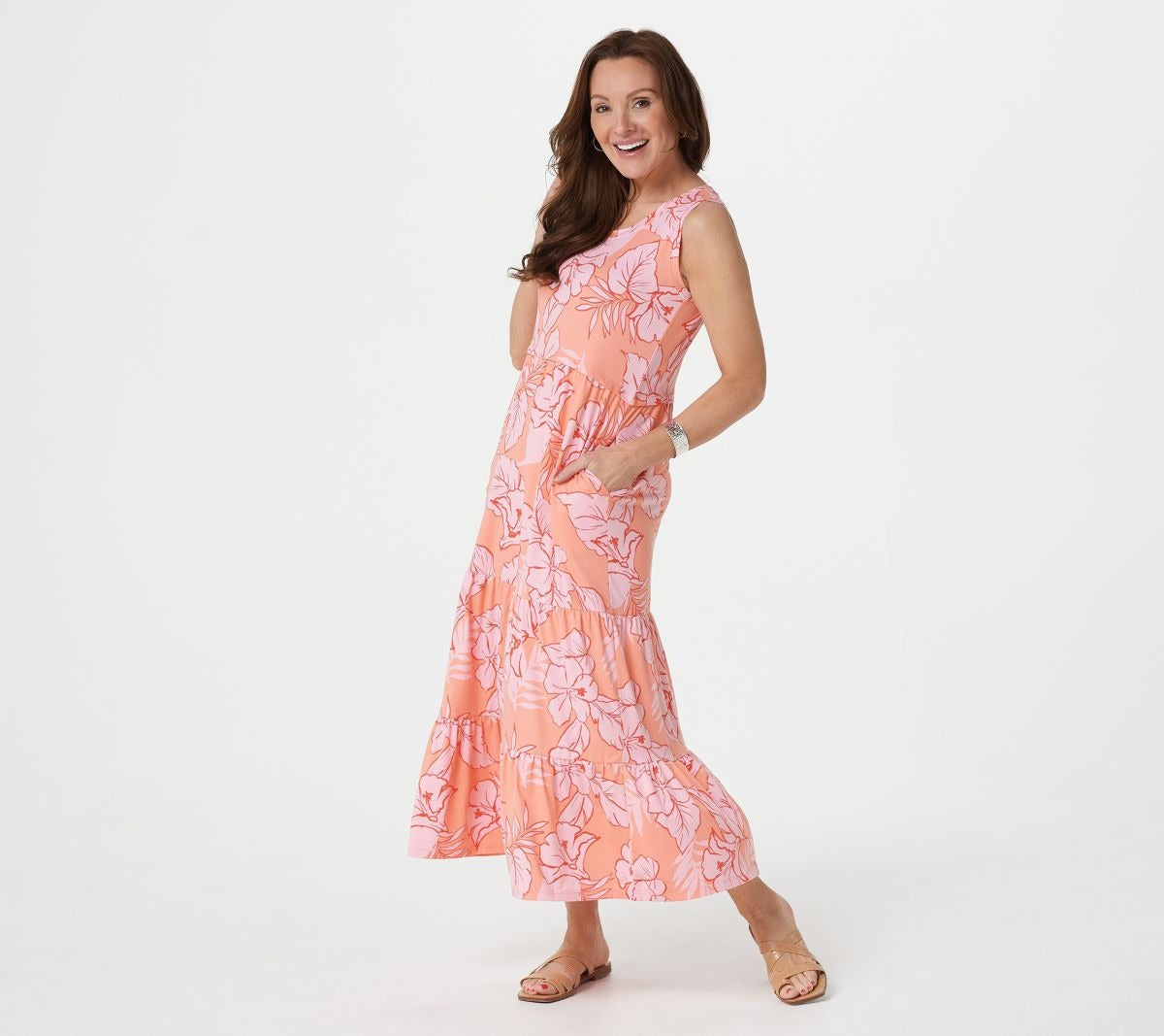 Flexwear Scoop-Neck Tiered Maxi