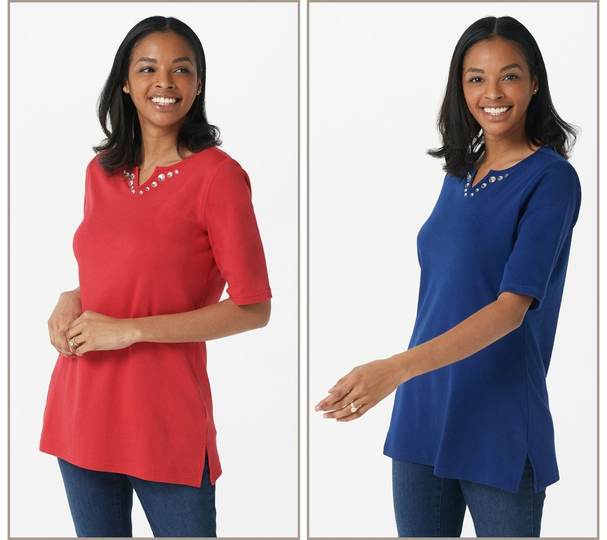 Set of 2 Sparkle Split Neck