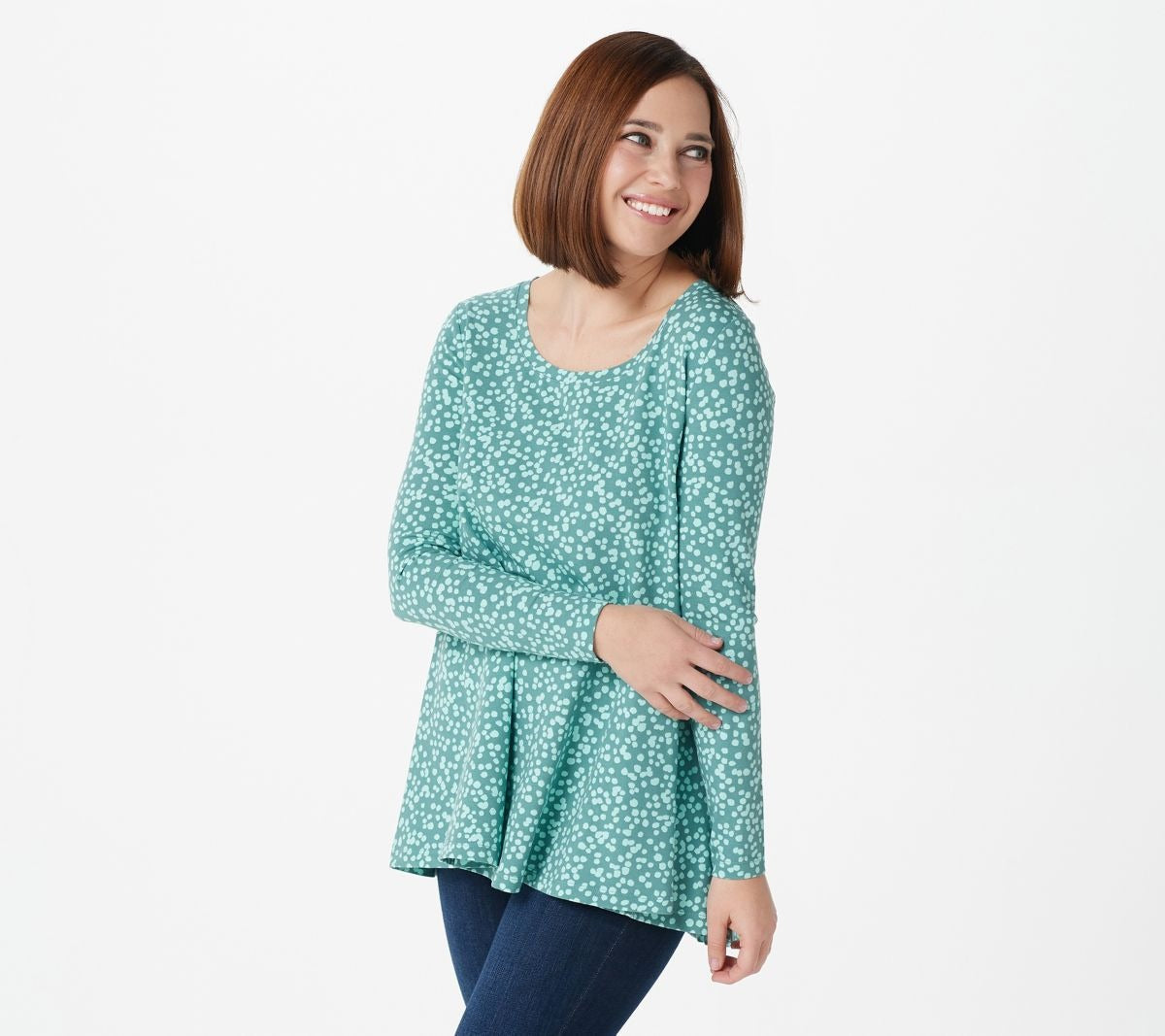 Dot Printed Trapeze Hem Top