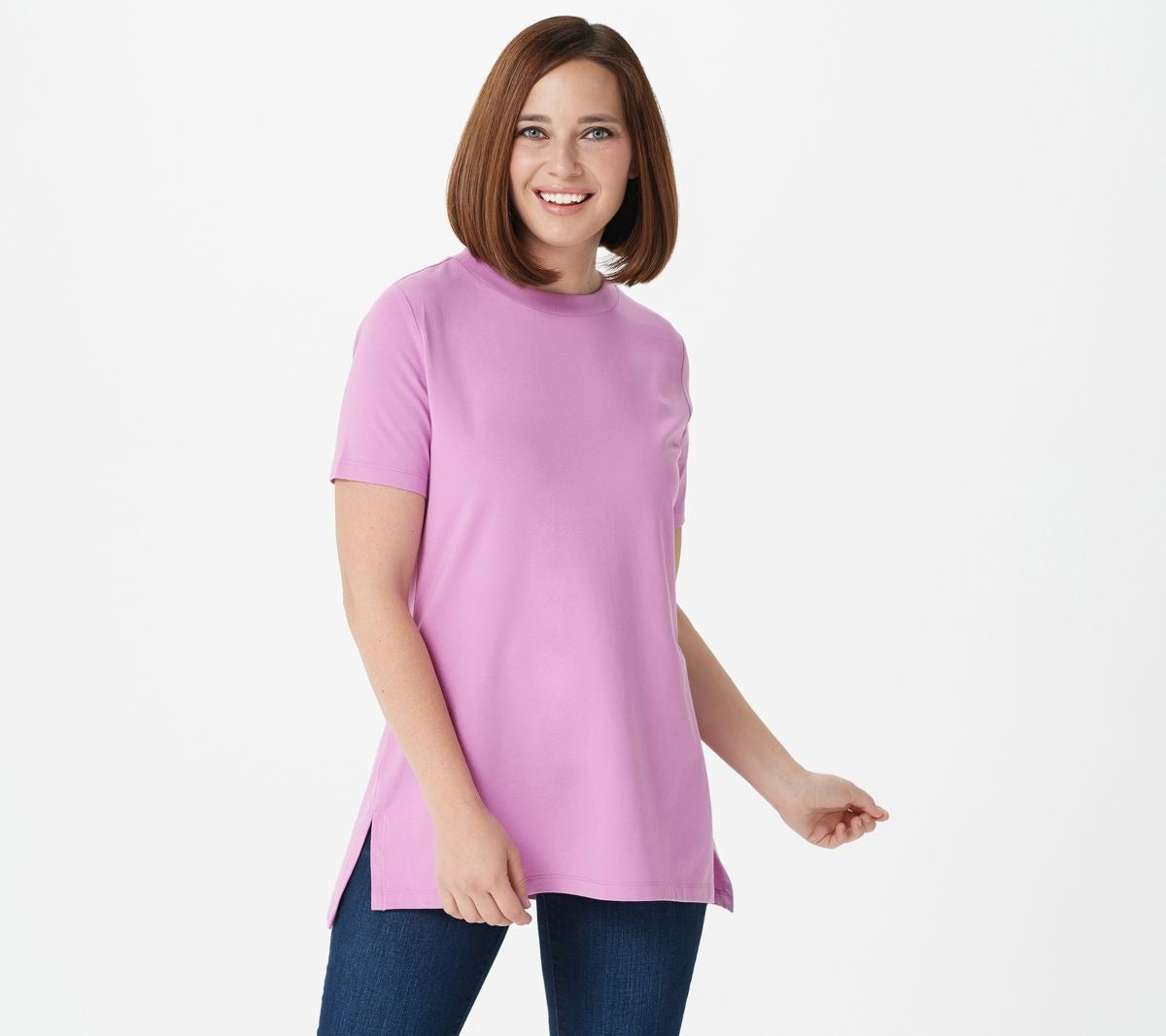 Crew-Neck Hi-Low Hem Knit