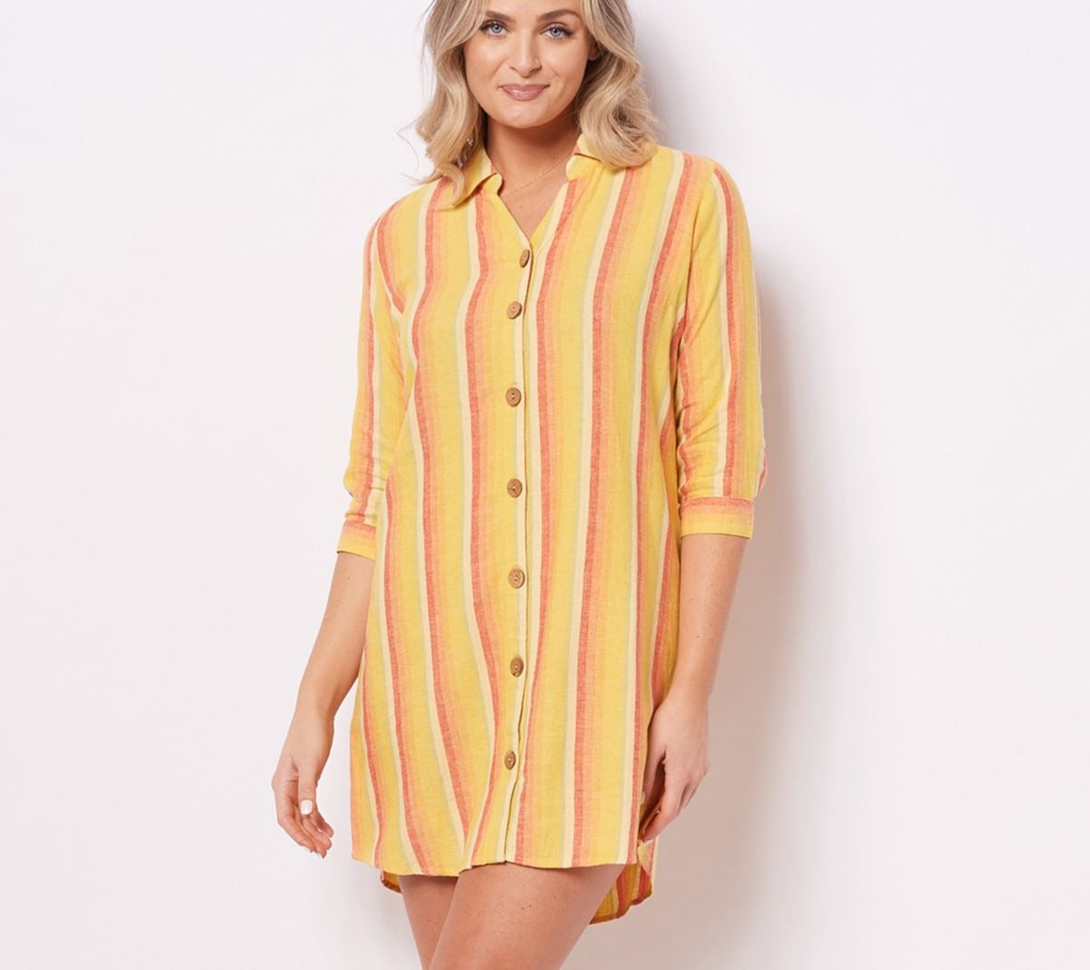 Beach Button-Front Shirt Dress