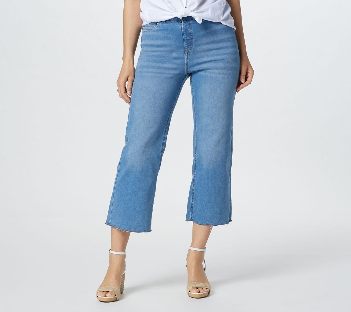 Easy Stretch Denim Cropped Wide Leg