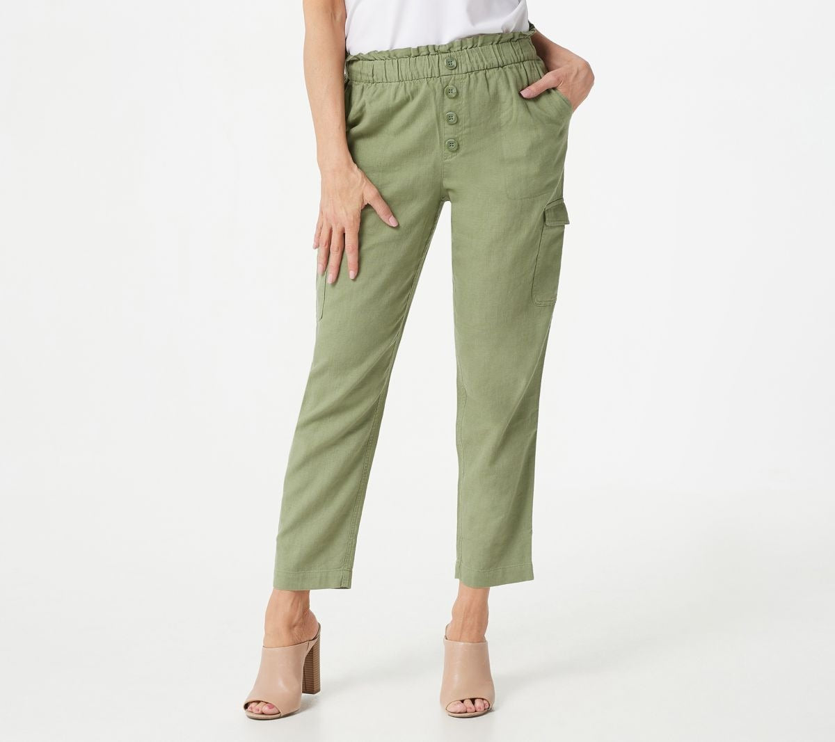 Linen Blend Pull-On Cargo