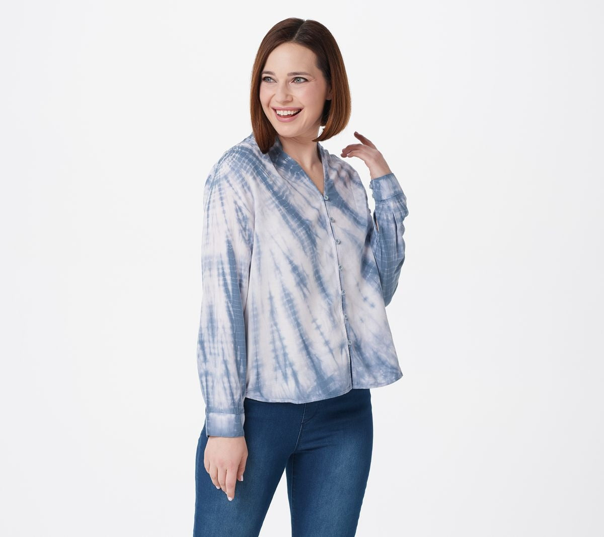 Tie Dye Tencera Button Front Top