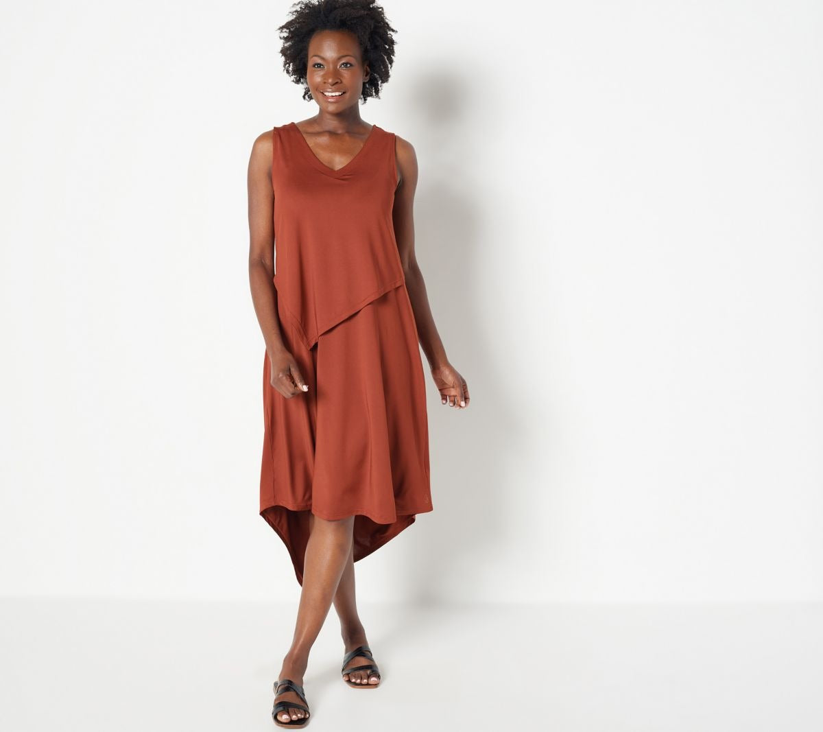 Silky Tank Dress with Asymmetrical