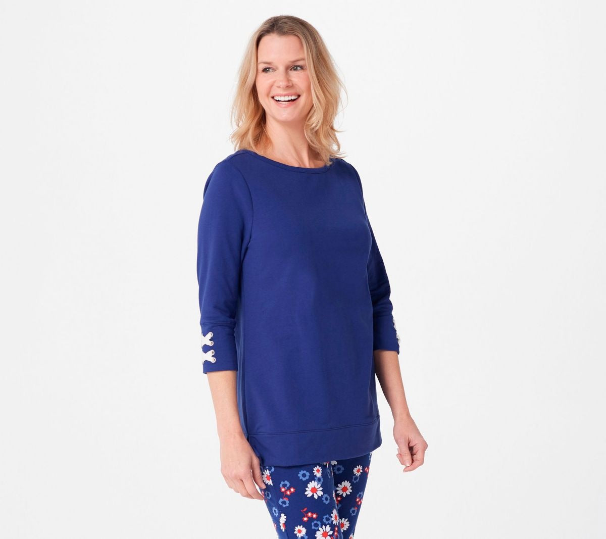 Active Petite French Terry 3/4-Slv