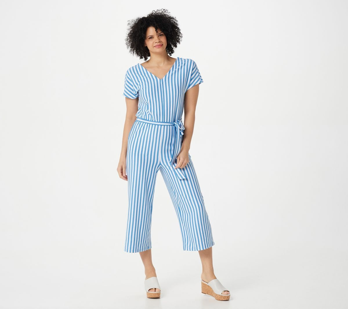Textured Knit Tie Front Jumpsuit
