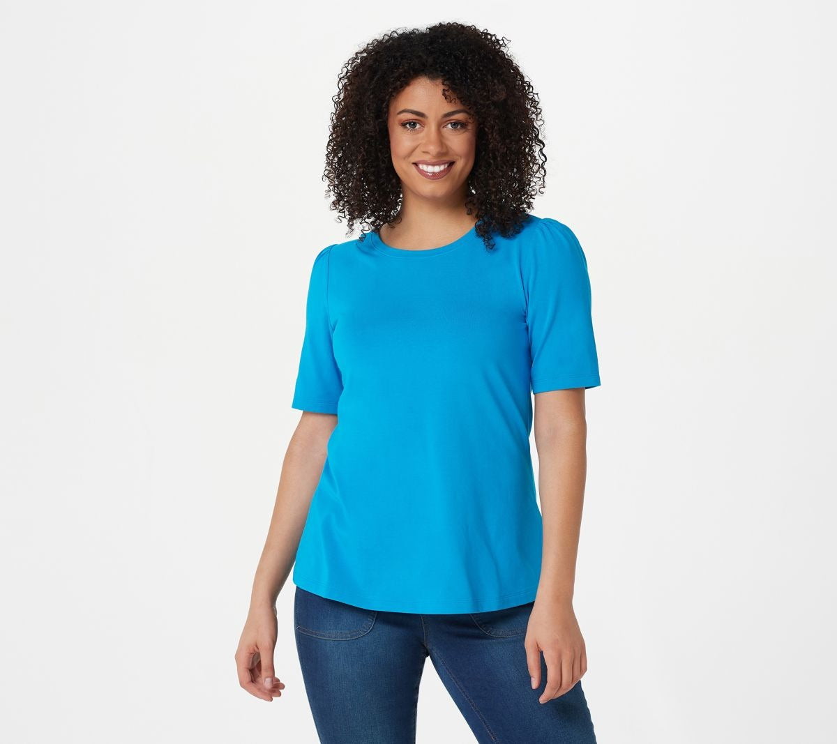 Puff-Sleeve Swing Knit Top