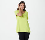 Essentials Pima Cotton Scoop Neck Top w/Slit
