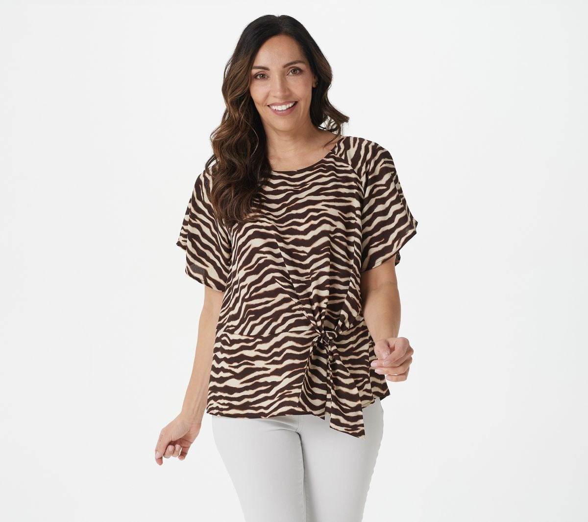 Zebra Print Tie Front