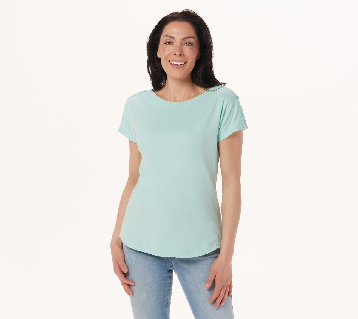 Essentials Interlock Boat-Neck Top