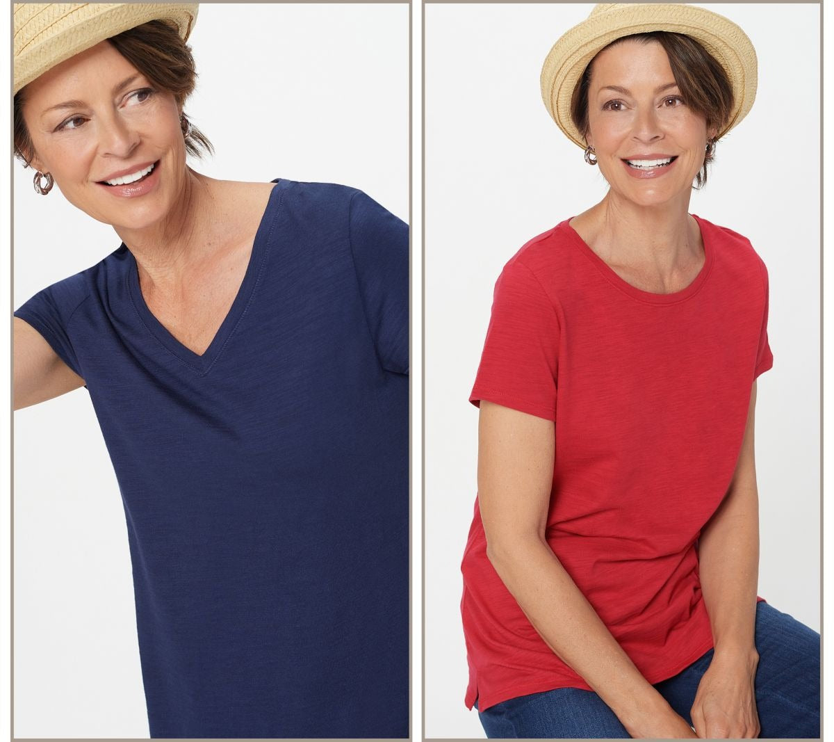 Set of 2 Slub Knit V-Neck